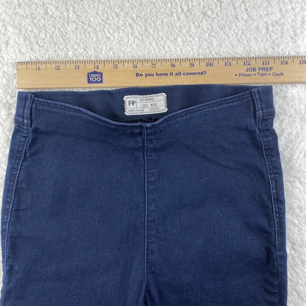 Free People Jeans Jeggings Women 26 Dark Wash Stretch Denim Mid Rise Raw Hem